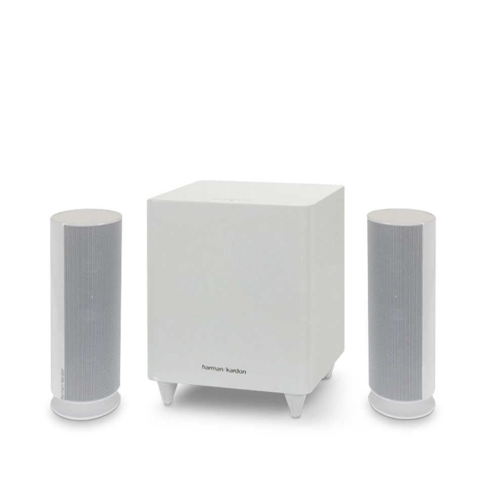 HKTS 200 - White - A 2.1-channel home theater speaker system with powered subwoofer - Hero