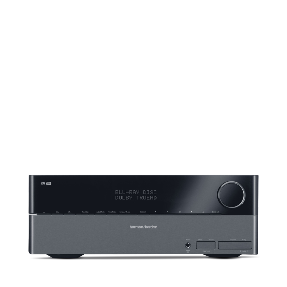 AVR 2600 - Black / Silver - Audio/Video Receiver With Dolby TrueHD & DTS-HD Master Audio, HDMI 1.3A & 1080p Upscaling (65 watts x 7) - Hero